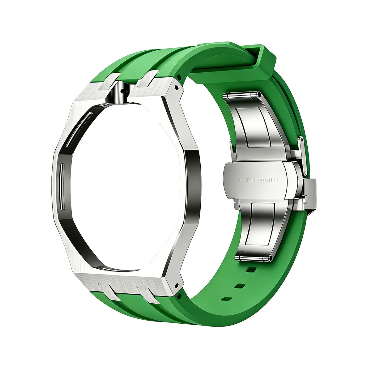 Oak Pop Green Steel Silicone Strap