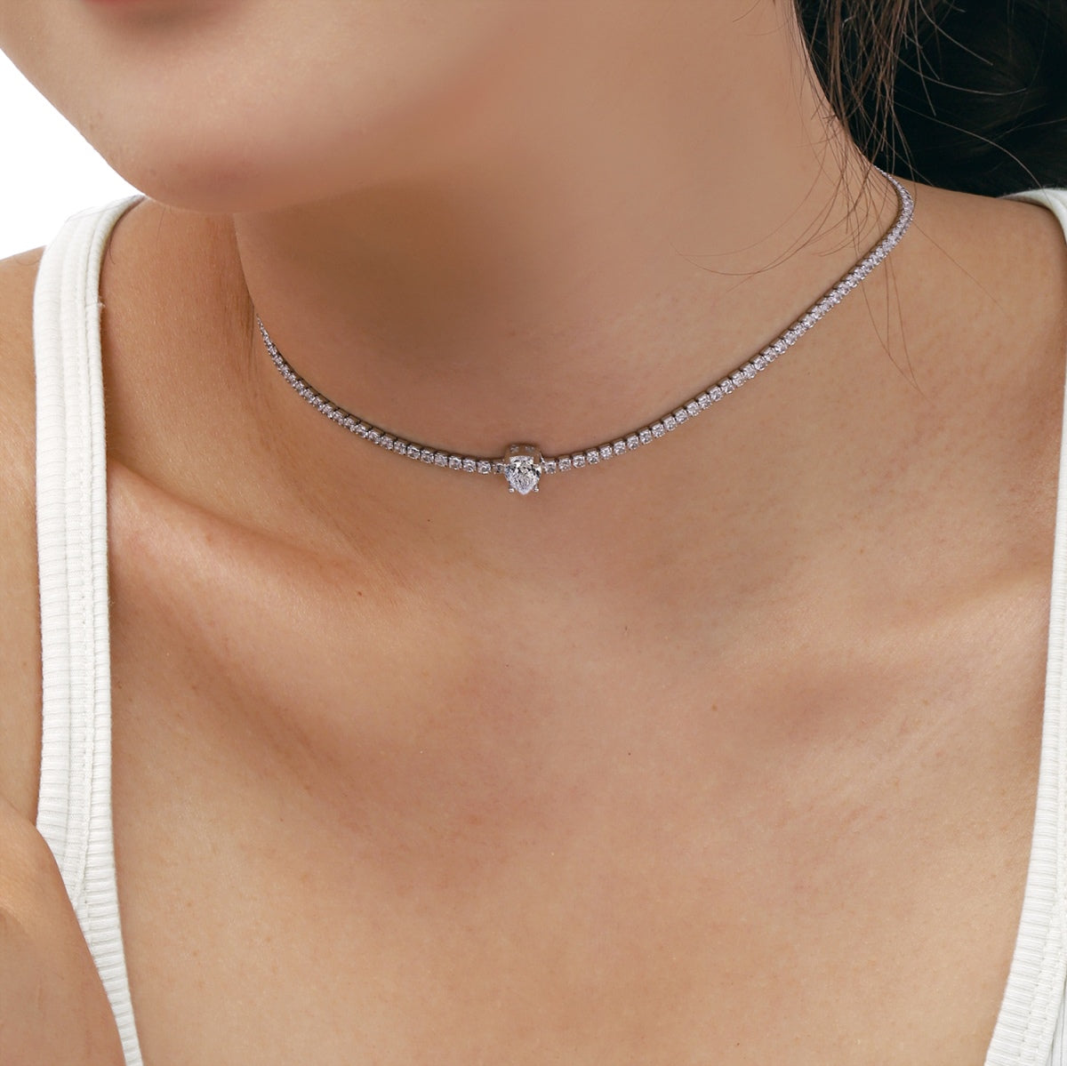 [Everoly JW]1.0 carat Unique Pear Cut Tennis Necklace
