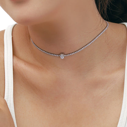 [Everoly JW]1.0 carat Unique Pear Cut Tennis Necklace