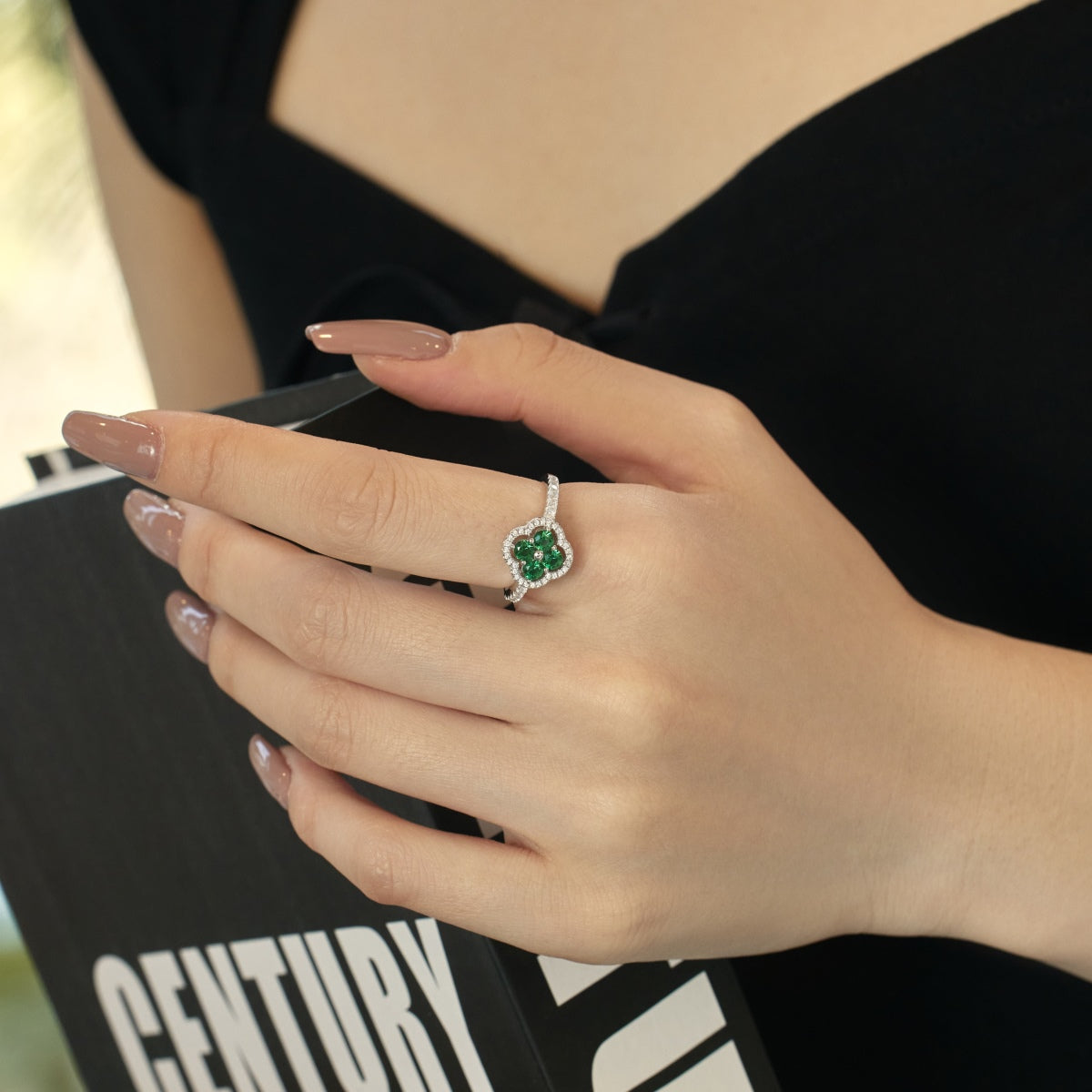 [Everoly JW]Four Leaf Clover Flower Design Ring