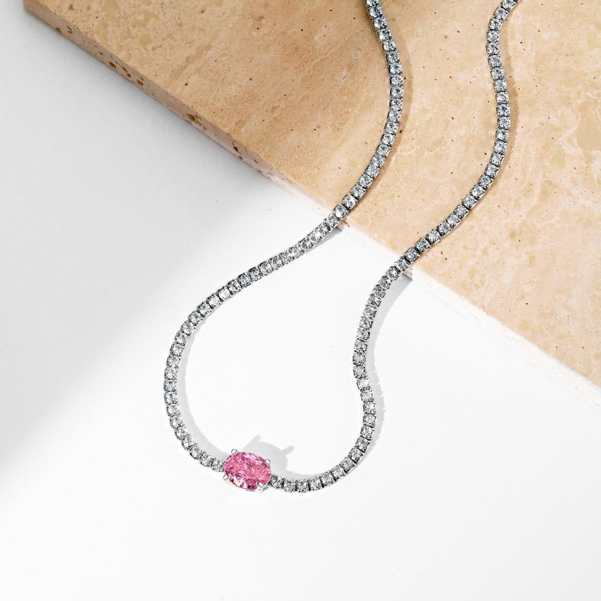 [Everoly JW]1.0 Carat Shining Oval Cut Necklace