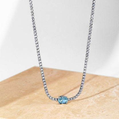 [Everoly JW]1.0 Carat Shining Oval Cut Necklace