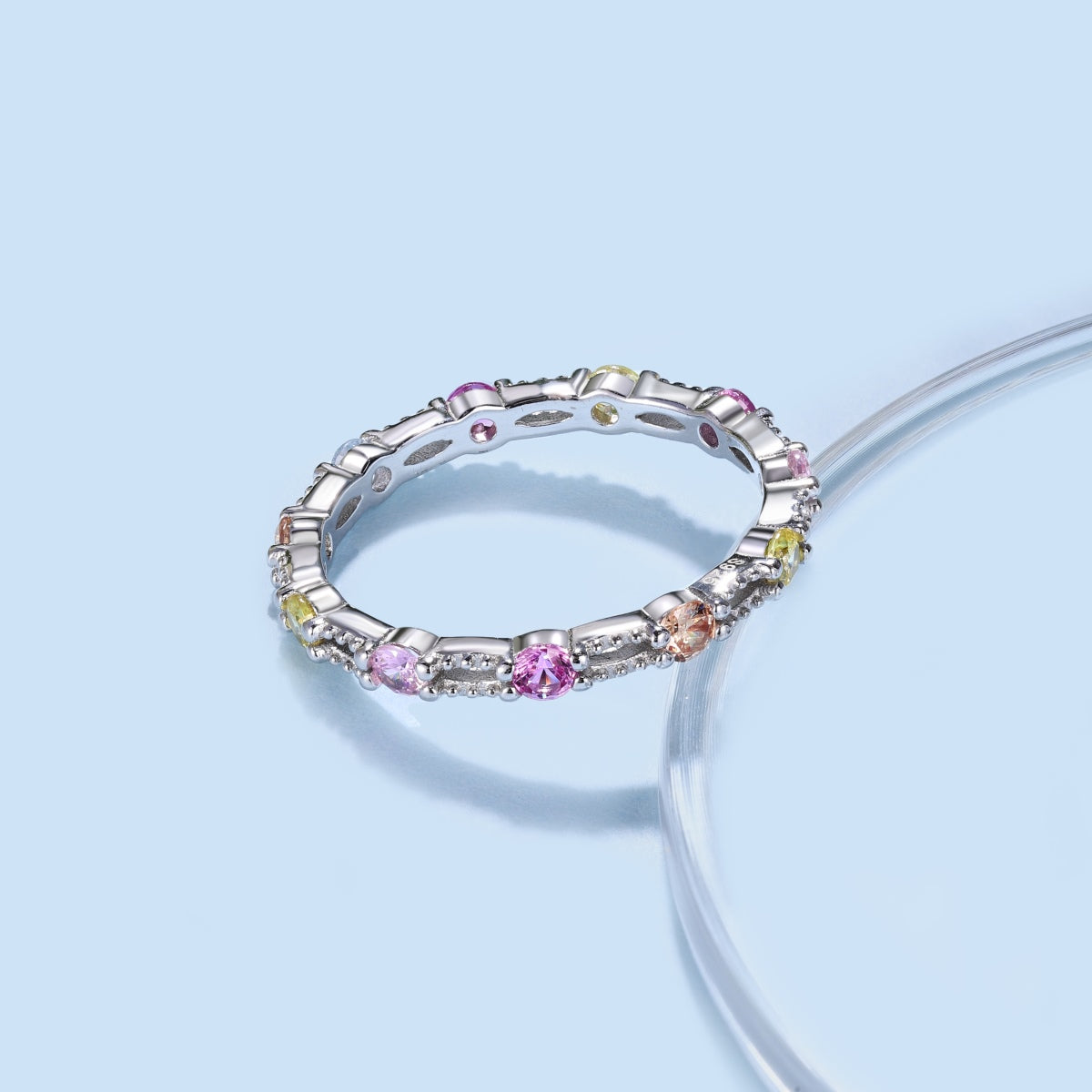 [Everoly JW]Sparkling Colorful Round Cut Tennis Ring