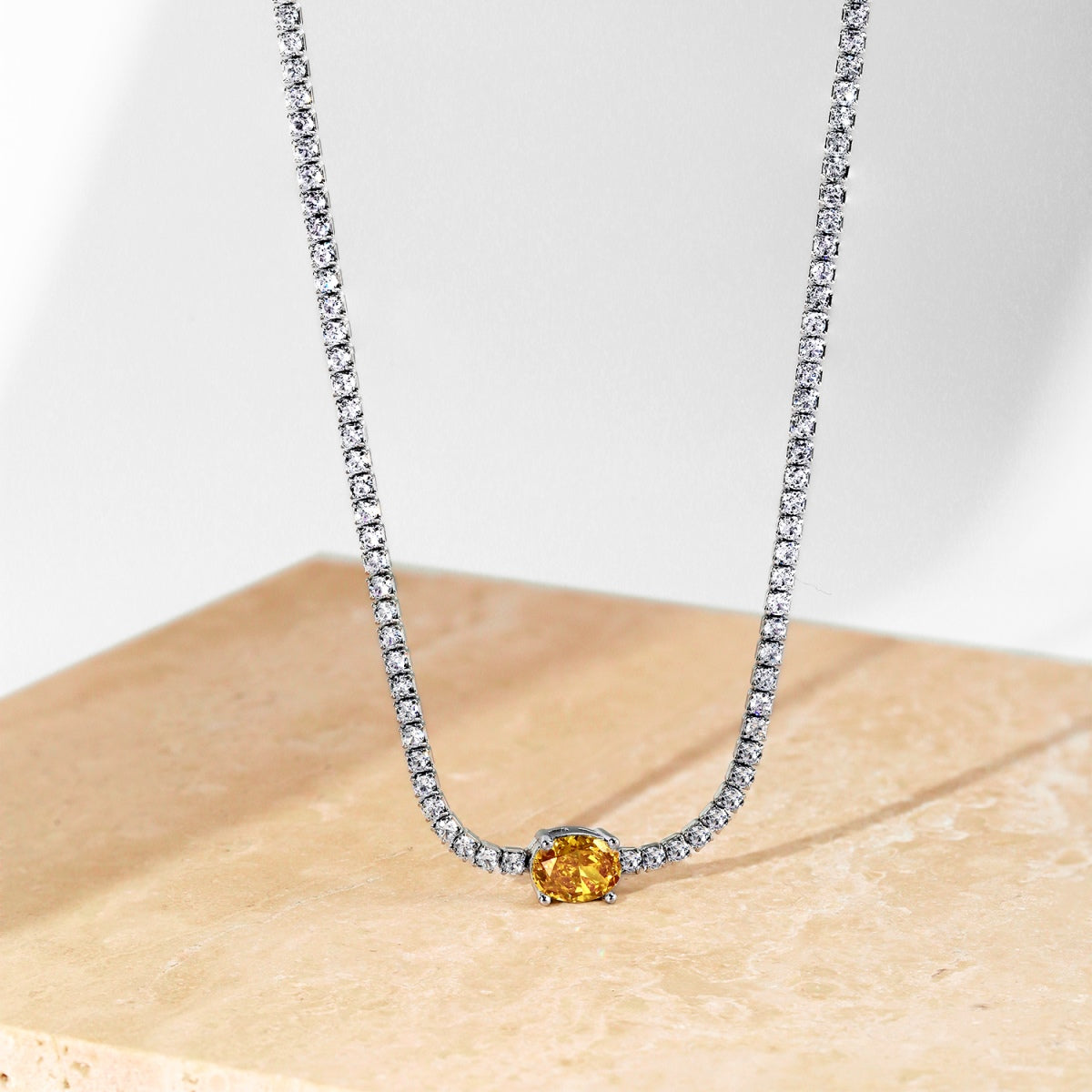 [Everoly JW]1.0 Carat Shining Oval Cut Necklace