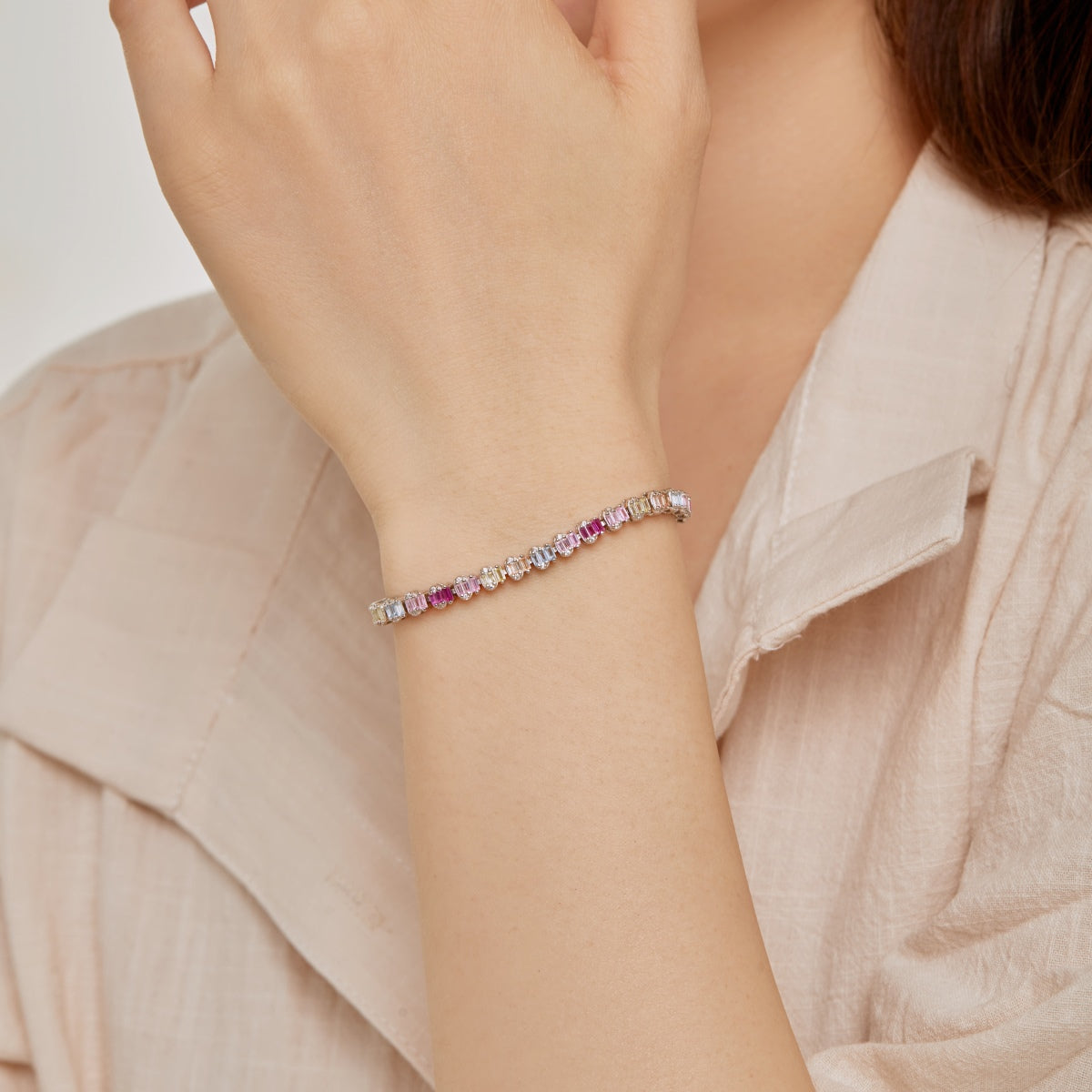 [Everoly JW]Delicate Colorful Emerald Cut Party Bracelet