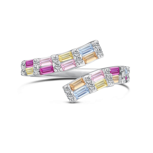 [Everoly JW]Charming Colorful Radiant Cut Adjustable Daily Ring