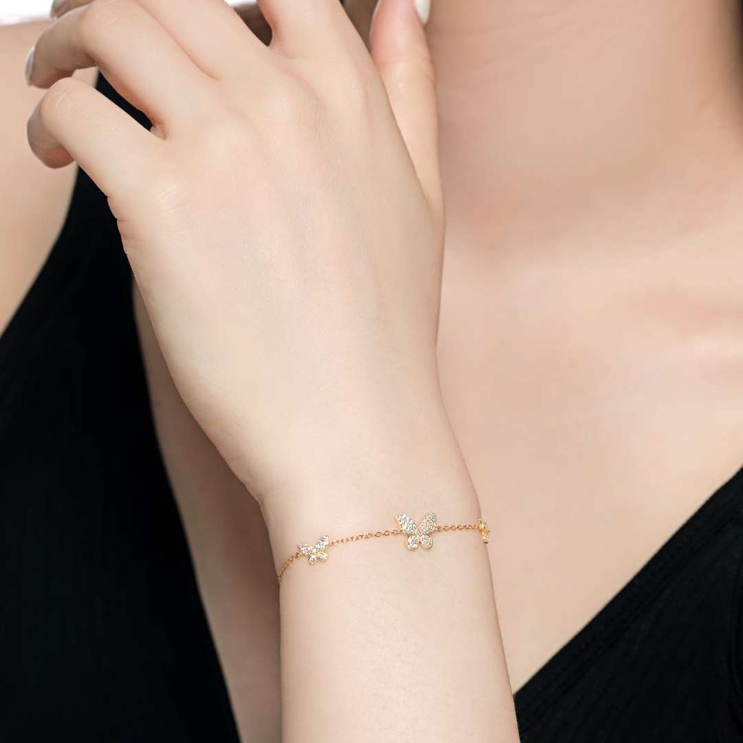 [Everoly JW]Delicate Butterfly Pendant Bracelet
