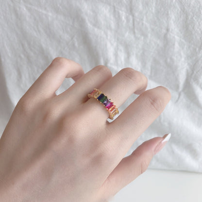 [Everoly JW]Unique Colorful Radiant Cut RIng
