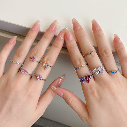 [Everoly JW]Radiant Colorful Round Cut Daily Ring
