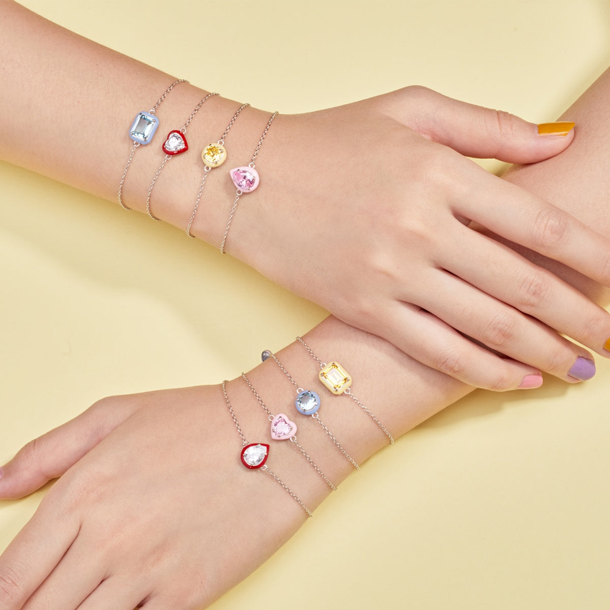 [Everoly JW]2.0 Carat Sparkling Colorful Emerald Cut Daily Bracelet
