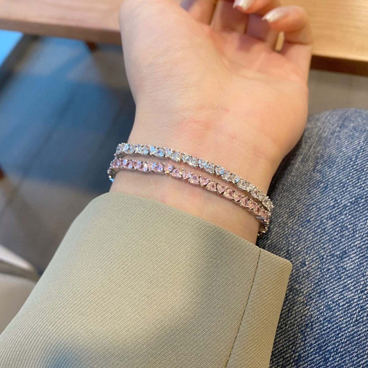 [Everoly JW]Dazzling Romantic Heart Shape Lover Bracelet