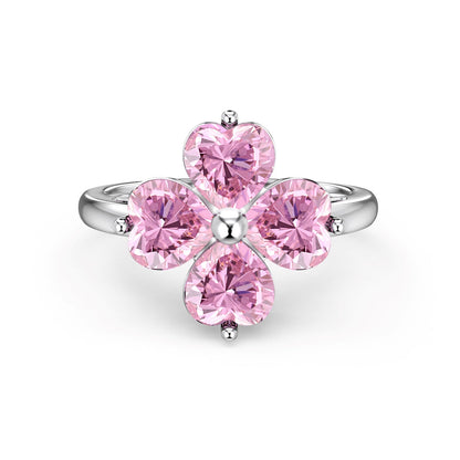 [Everoly JW]Heart-shaped Four-Leaf Clover Ball Ring