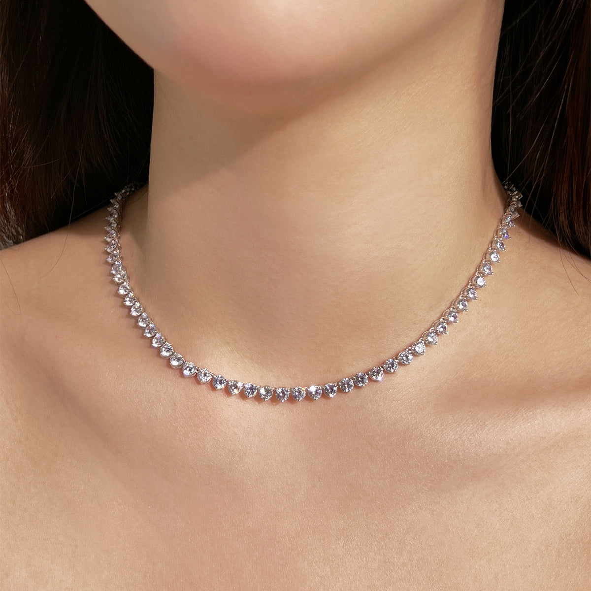 [Everoly JW]Ornate Heart Cut Tennis Necklace
