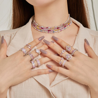 [Everoly JW]Delicate Colorful Rainbow Tennis Chain