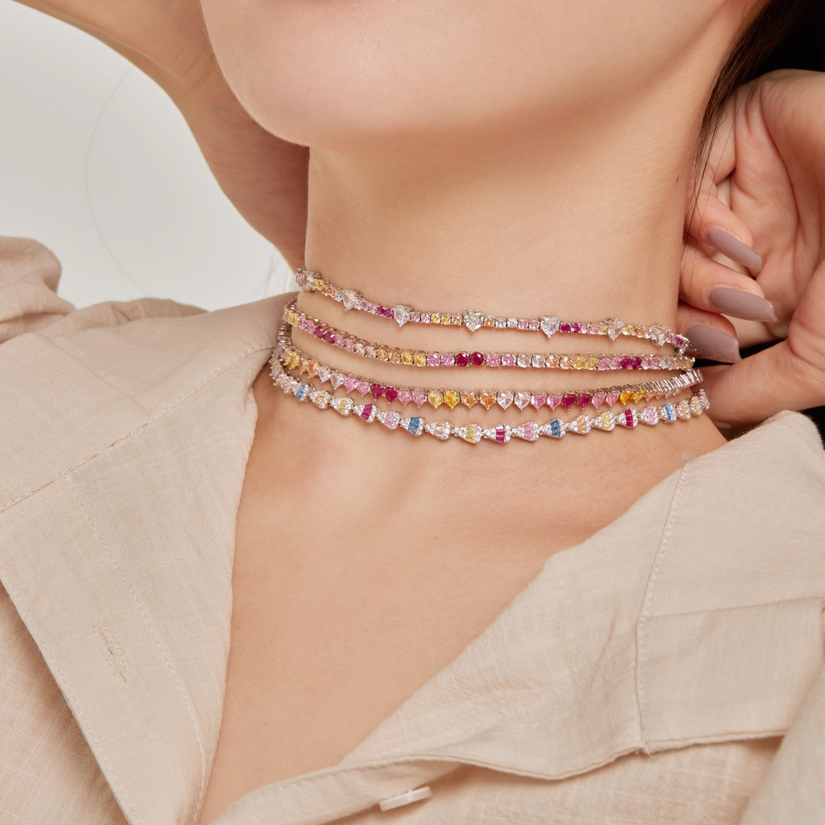 [Everoly JW]Delicate Colorful Tennis Necklace