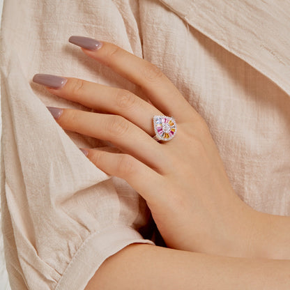 [Everoly JW]Elegant Colorful Water Drop Shape Banquet Ring