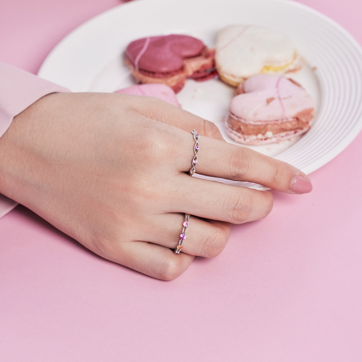 [Everoly JW]Sparkling Colorful Round Cut Tennis Ring