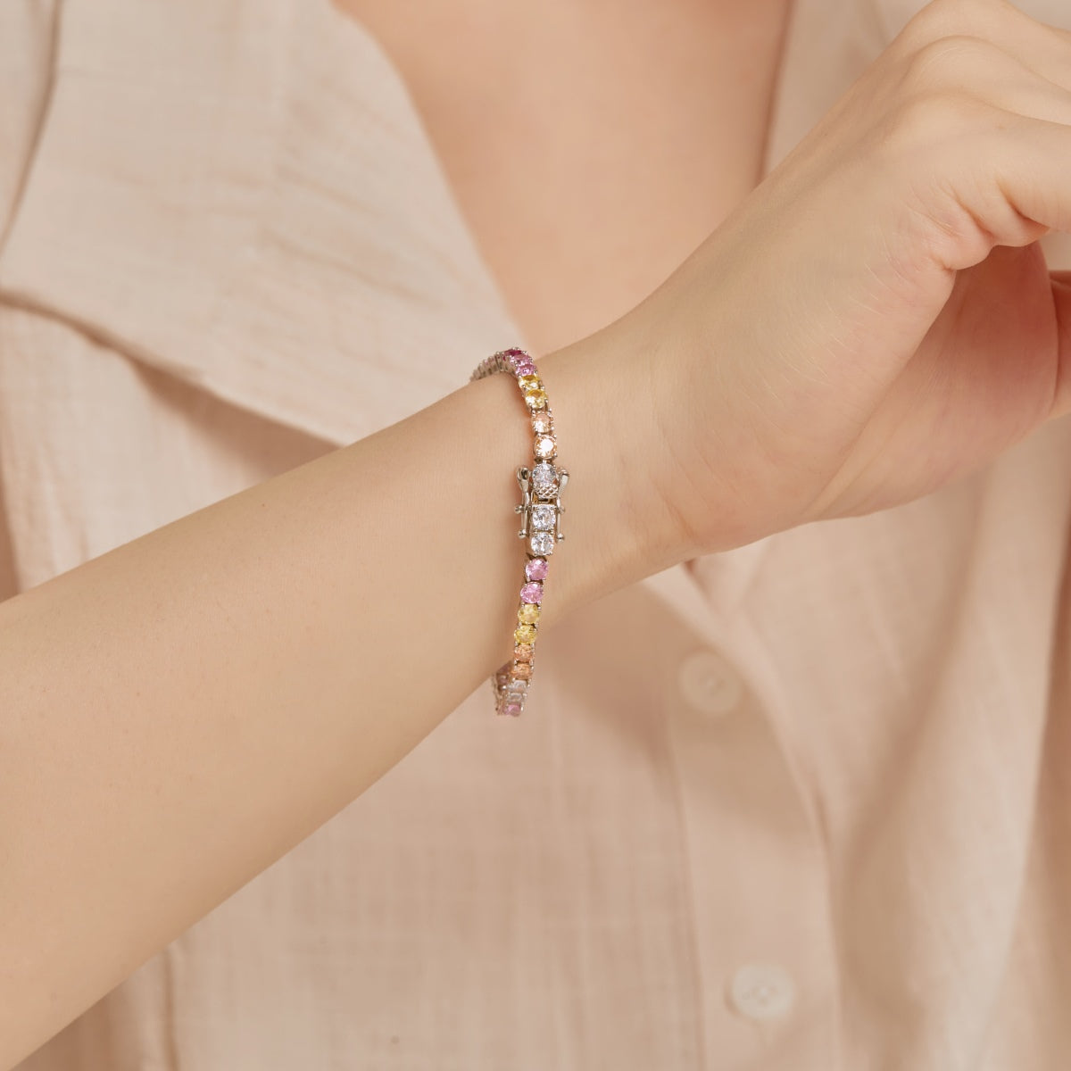 [Everoly JW]Radiant Colorful Round Cut Tennis Bracelet