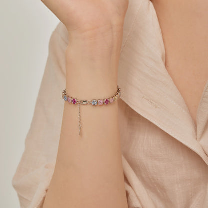 [Everoly JW]Delicate Colorful Emerald Cut Daily Bracelet