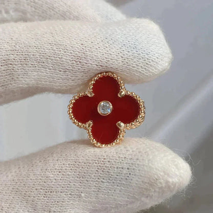 [Everoly JW]CLOVER MEDIUM 1 MOTIFS CARNELIAN  DIAMOND earrings