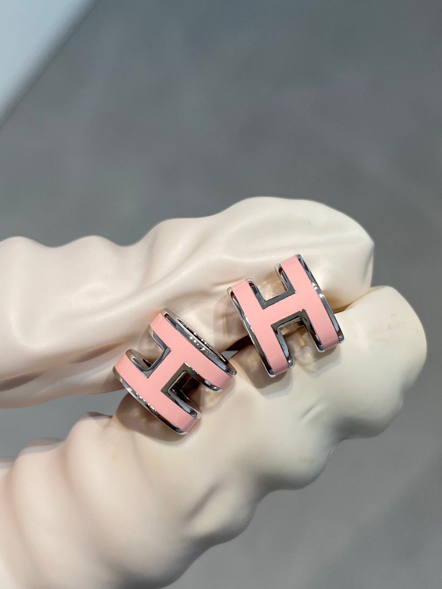 [Everoly JW]MINI POP H SILVER EARRINGS PINK
