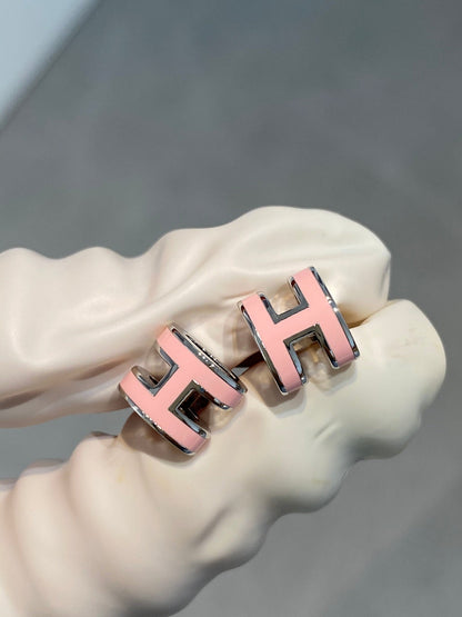 [Everoly JW]MINI POP H SILVER EARRINGS PINK