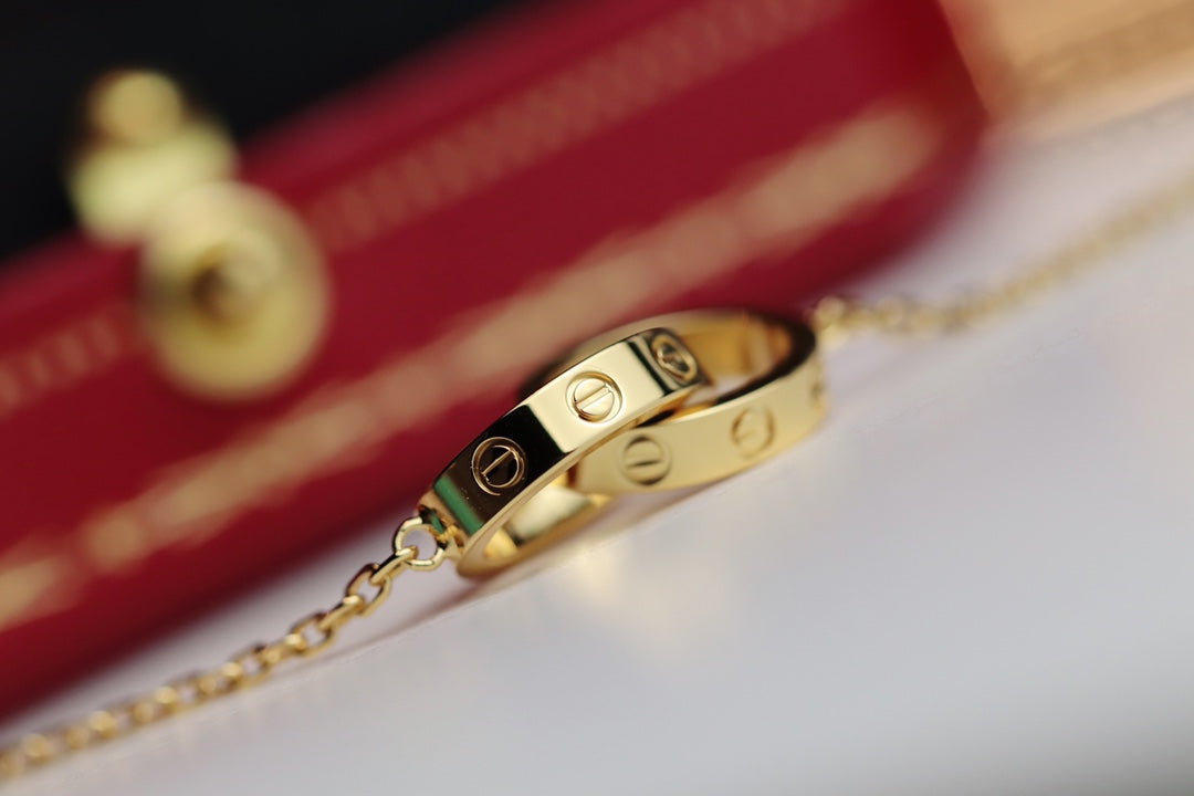 [Everoly JW]LOVE NECKLACE DOUBLE RING GOLD