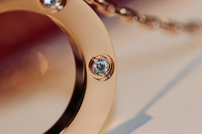 [Everoly JW]LOVE NECKLACE 16MM 6 DIAMONDS PINK GOLD
