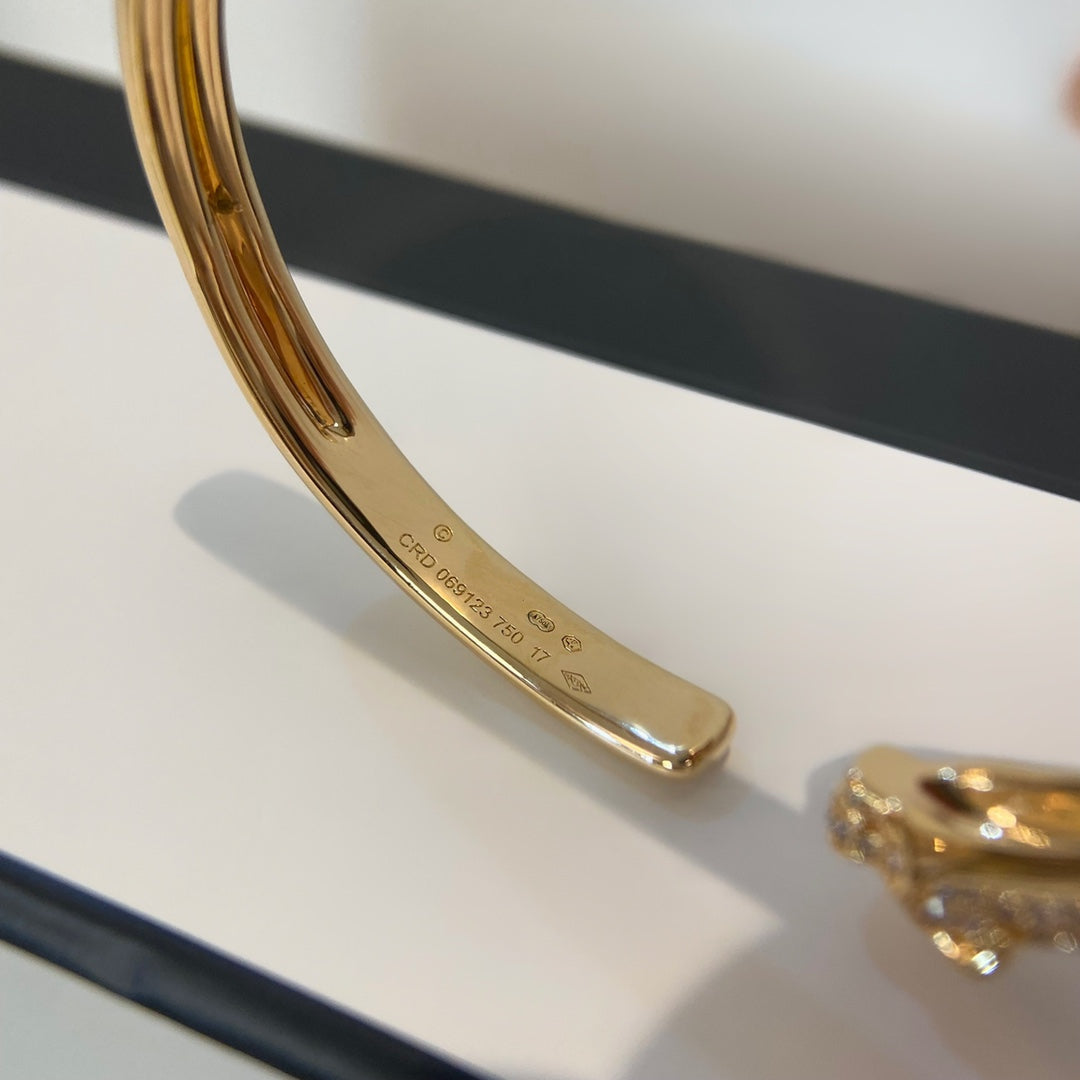 [Everoly JW]PANTHERE GOLD DIAMOND OPEN BRACELET