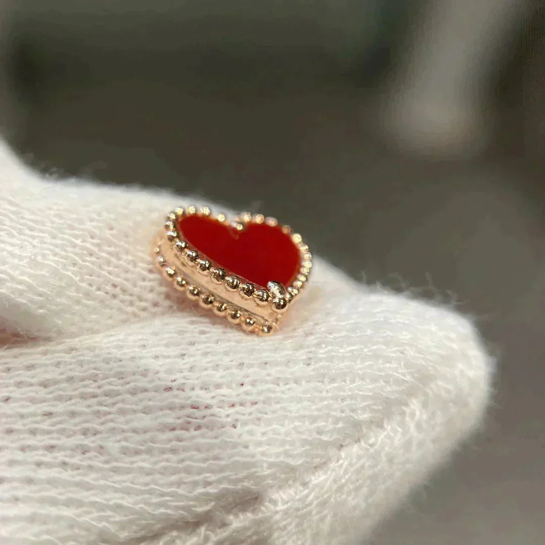 [Everoly JW]HEART CARNELIAN STUD EARRINGS