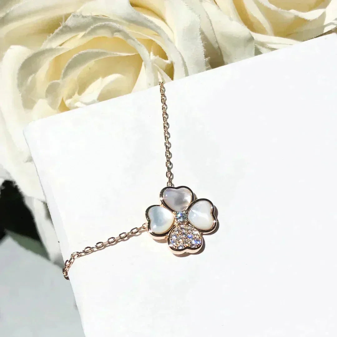 [Everoly JW]CLOVER MOP DIAMOND ROSÉGOLD HALSKETTE