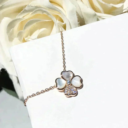 [Everoly JW]CLOVER MOP DIAMOND ROSÉGOLD HALSKETTE