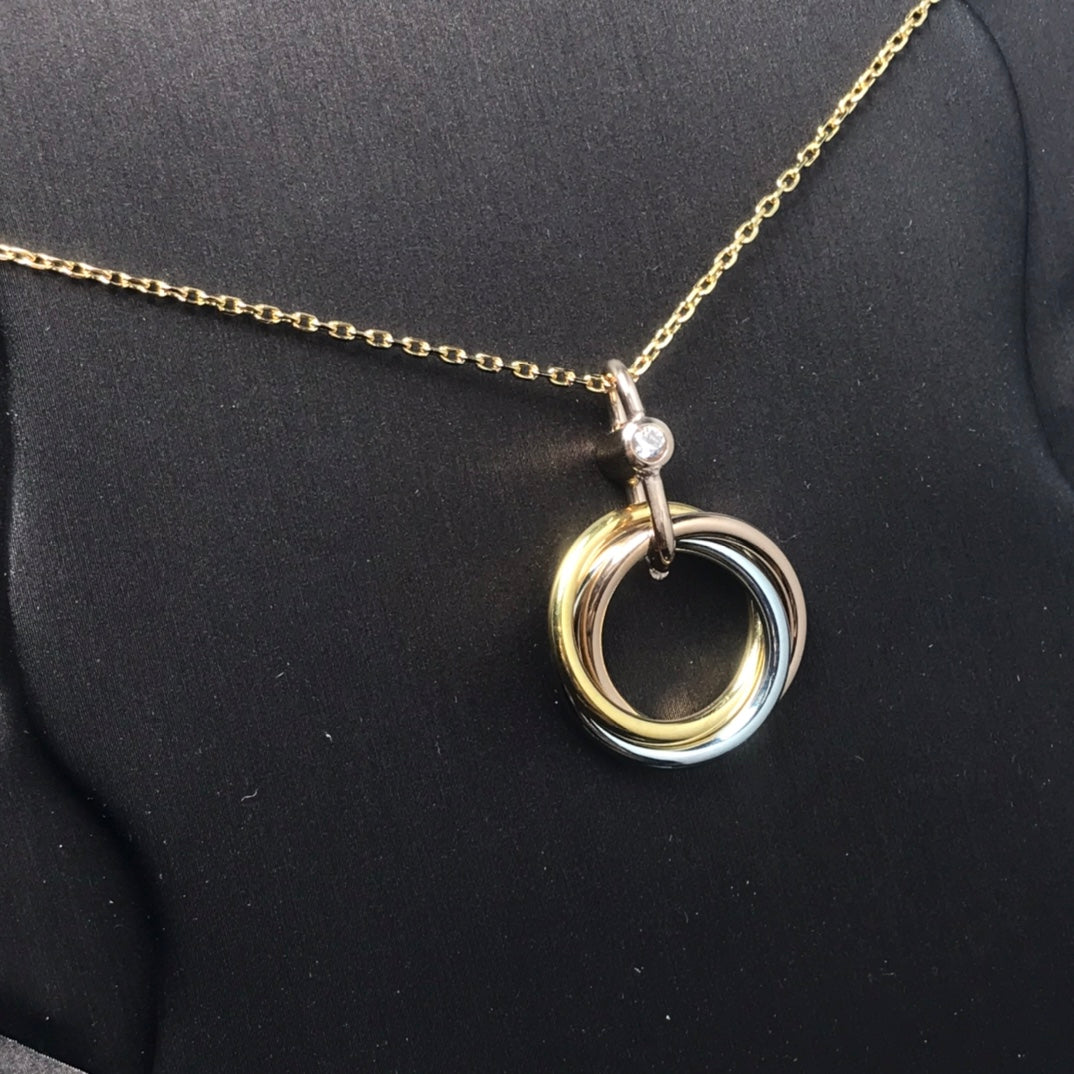 [Everoly JW]TRINITY SILVER GOLD PINK GOLD NECKLACE
