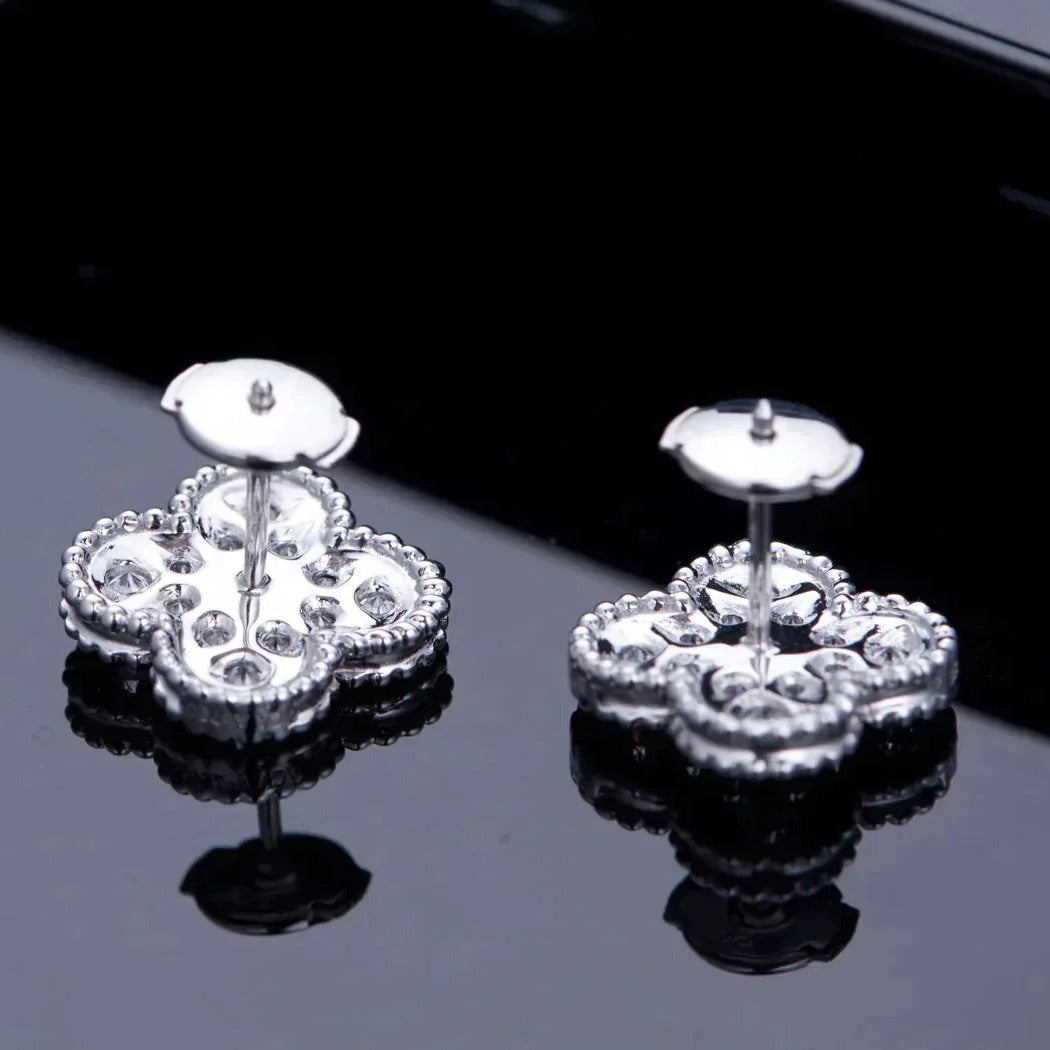 [Everoly JW]CLOVER 1 MOTIFS DIAMANT OHRSTECKER SILBER