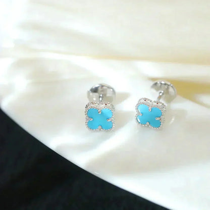 [Everoly JW]CLOVER MINI 9.5MM ONYX STUD EARRINGS SILVER