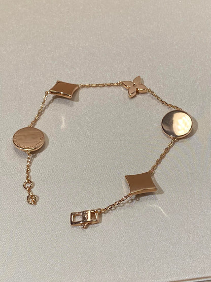 [Everoly JW] Armband mit Stern- und Sonnenmotiv, 5 Mops, Roségold