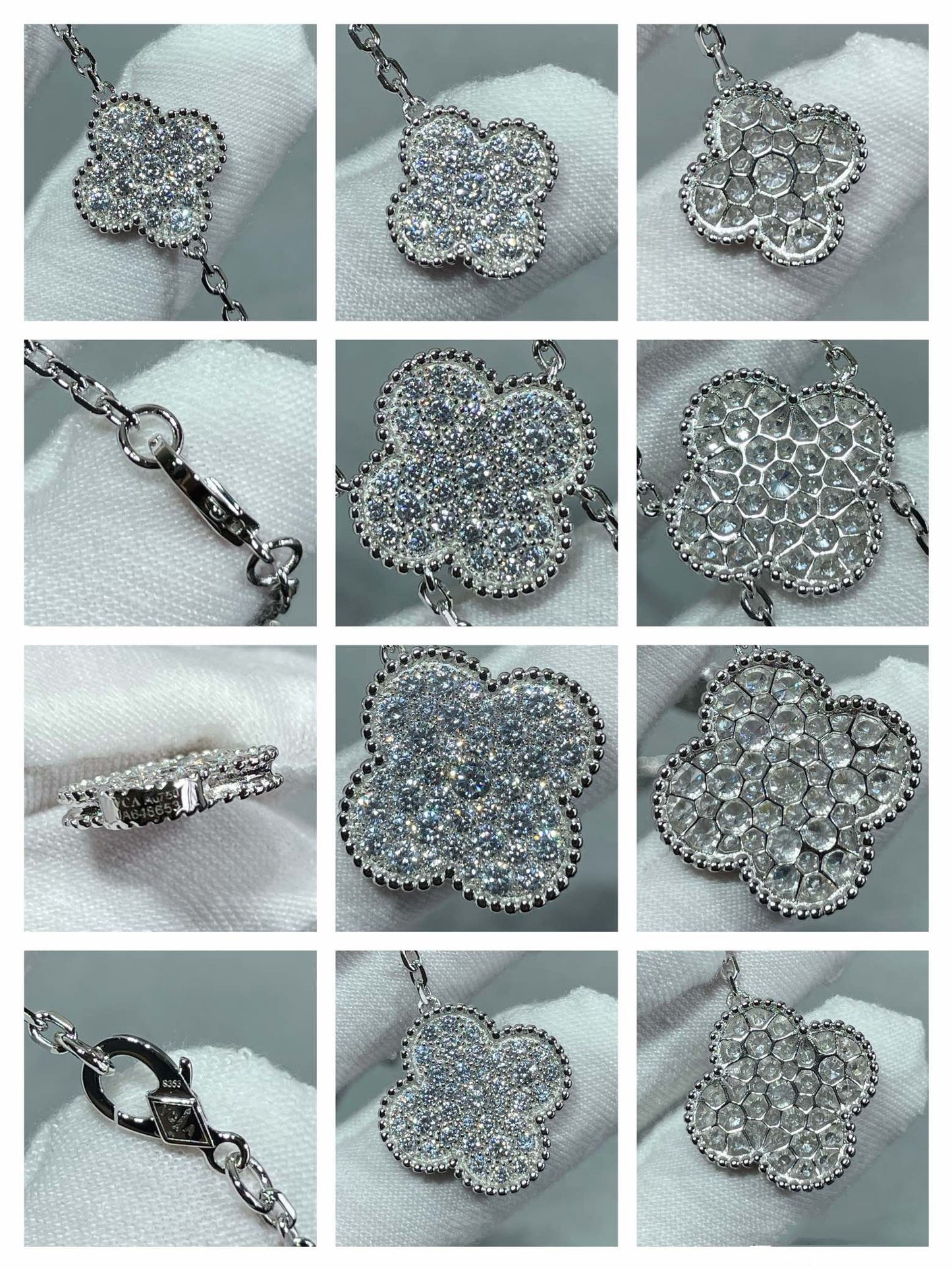 [Everoly JW]Halskette mit Kleeblatt-Motiv und Diamanten