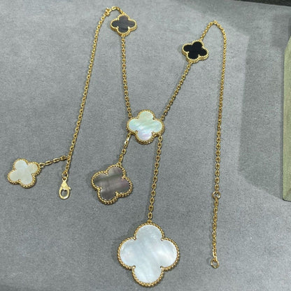 [Everoly JW]CLOVER 6 MOTIV MOP ONYX GOLD HALSKETTE 