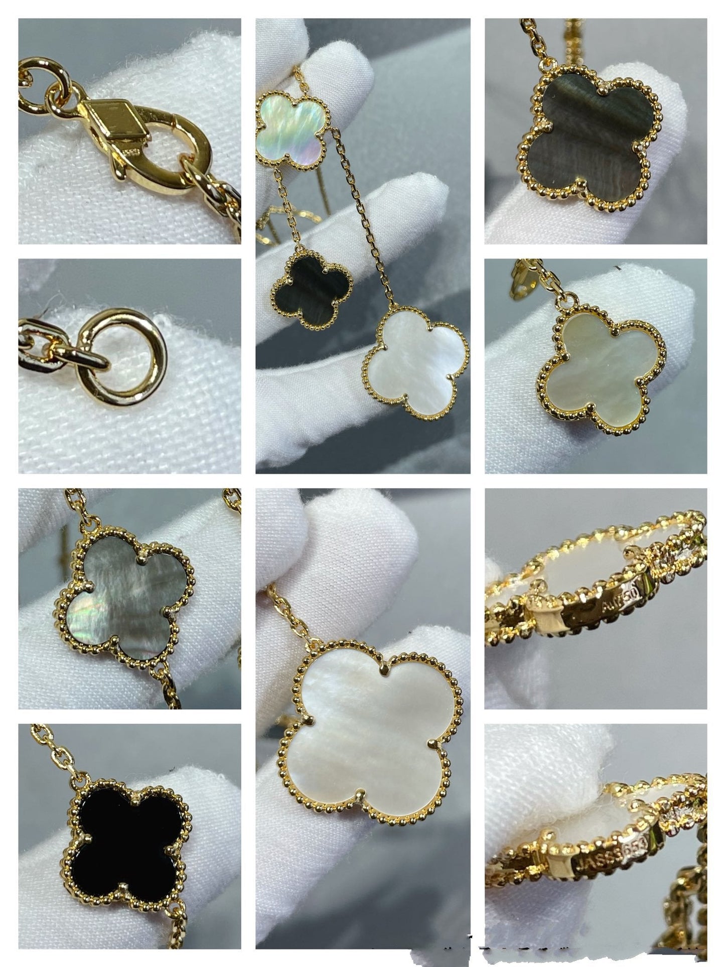 [Everoly JW]CLOVER 6 MOTIV MOP ONYX GOLD HALSKETTE 