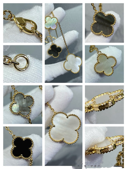 [Everoly JW]CLOVER 6 MOTIV MOP ONYX GOLD HALSKETTE 
