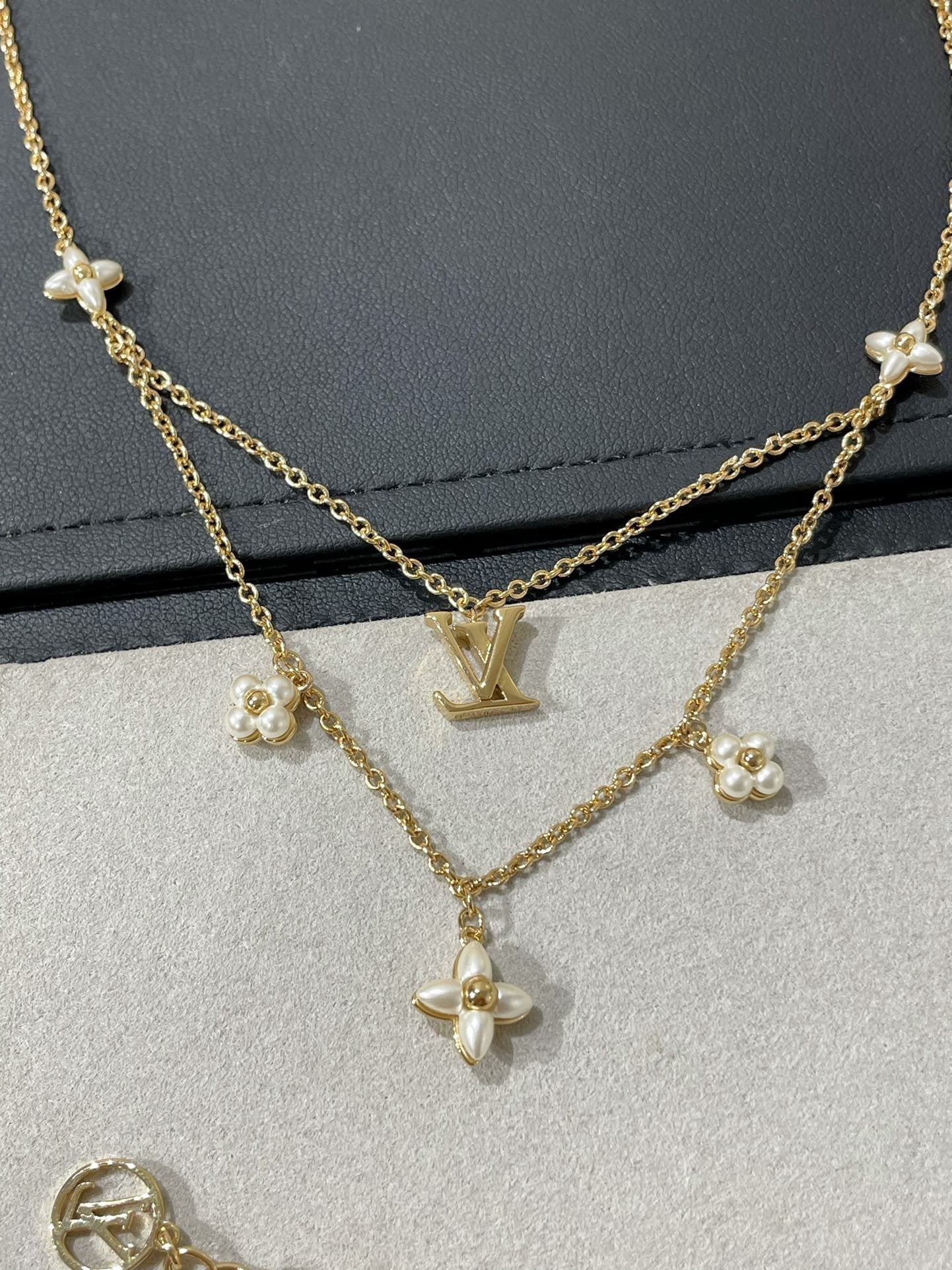 [Everoly JW]FLOWERGRAM GOLD MOP DOPPELREIHIGE HALSKETTE
