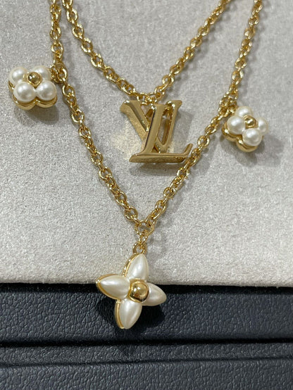 [Everoly JW]FLOWERGRAM GOLD MOP DOPPELREIHIGE HALSKETTE