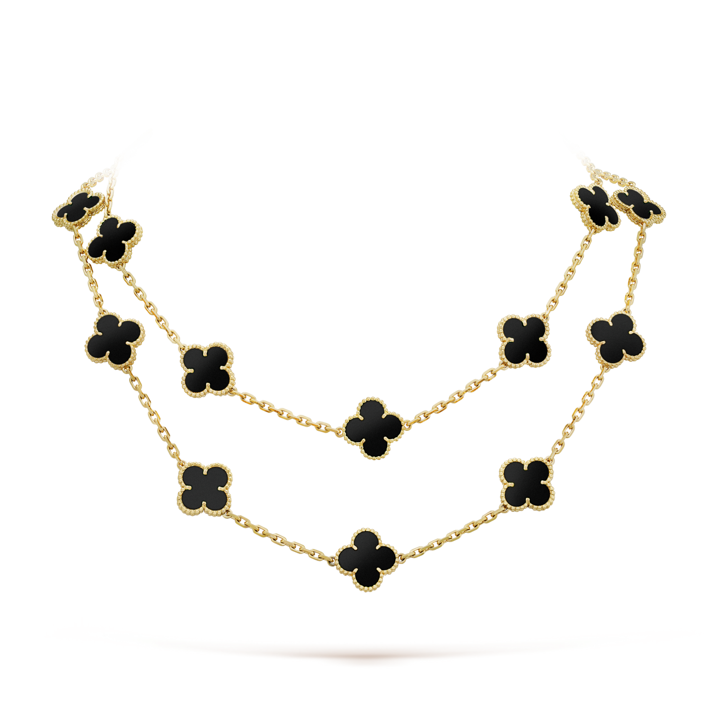 [Everoly JW]CLOVER 20 MOTIFS ONYX NECKLACE