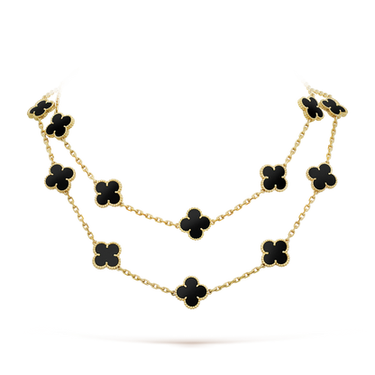 [Everoly JW]CLOVER 20 MOTIFS ONYX NECKLACE
