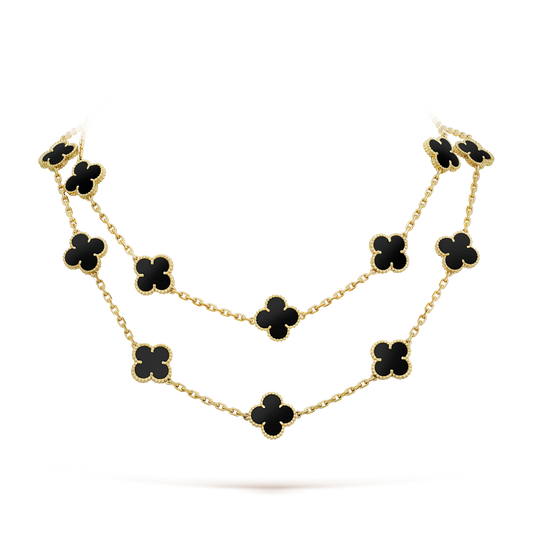 [Everoly JW]CLOVER 20 MOTIFS ONYX NECKLACE