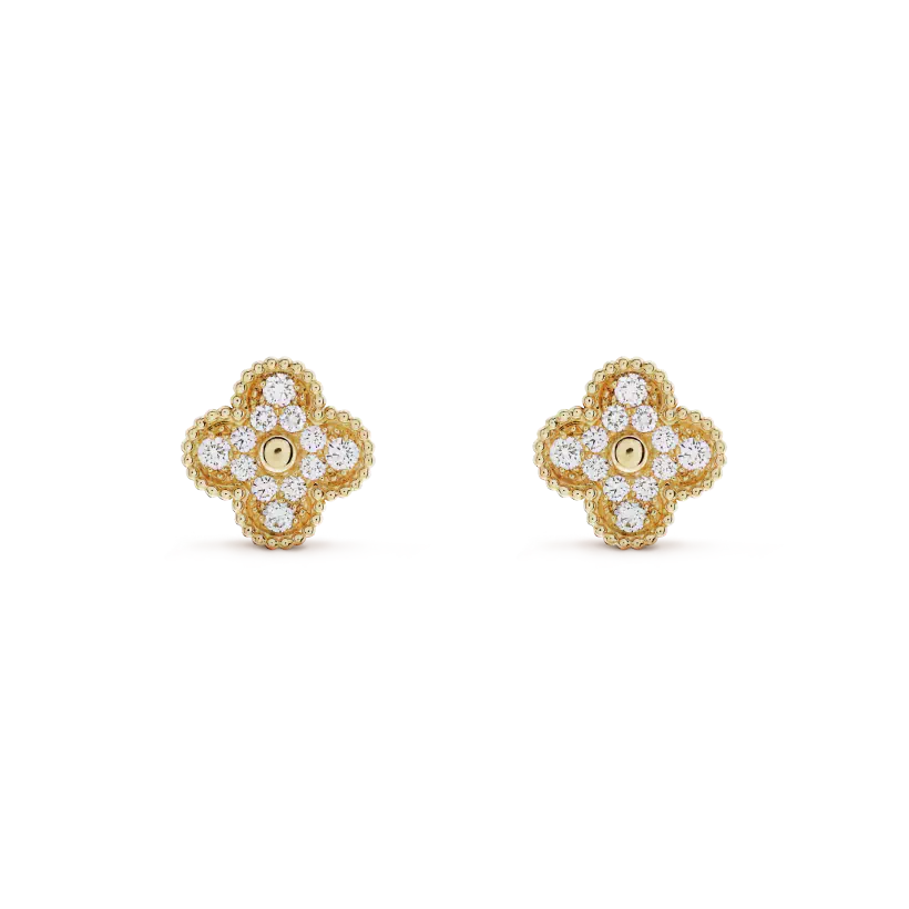 [Everoly JW]CLOVER MEDIUM 1 MOTIFS FUll DIAMOND EARRINGS