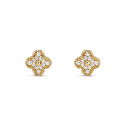 [Everoly JW]CLOVER MEDIUM 1 MOTIFS FUll DIAMOND EARRINGS