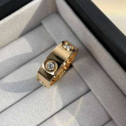 [Everoly JW]LOVE RING 5.5MM 6 DIAMONDS PINK GOLD