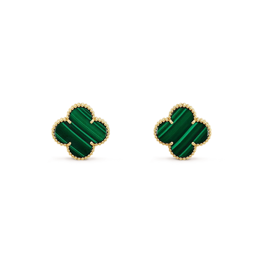 [Everoly JW]CLOVER MINI 9.5MM MALACHITE  EARRINGS