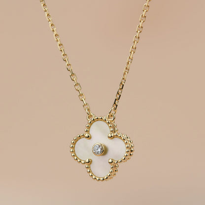 [Everoly JW]CLOVER 15MM DIAMOND GOLD MOTHER OF PEARL NECKLACE